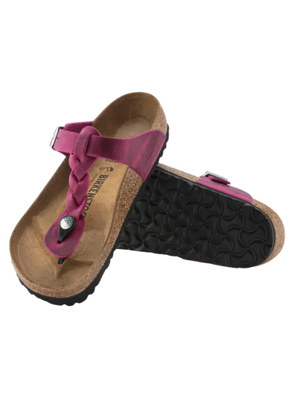 Birkenstock Ladies Gizeh Braided Oiled Leather - Festival Fuschia sold by FBO