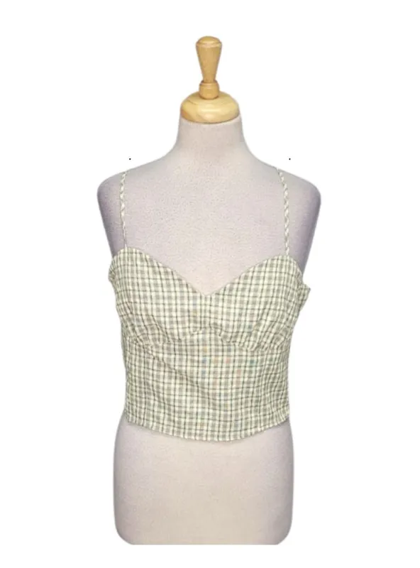 Forever 21 Ladies Lace up Crop Top - Green/Light Green sold by FBO