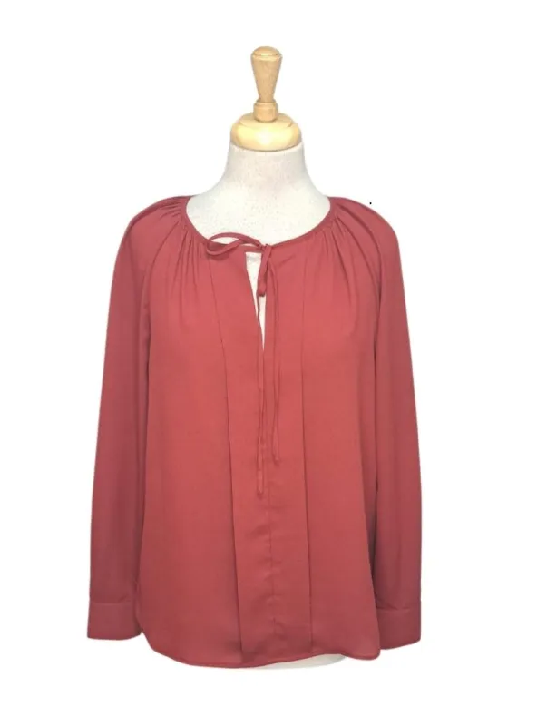 Solene Ladies Front Tie Long Sleeve Blouse - Maroon sold by FBO