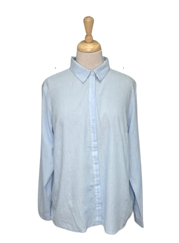 Brandtex Ladies Striped Buttoned Shirt - Blue/White sold by FBO