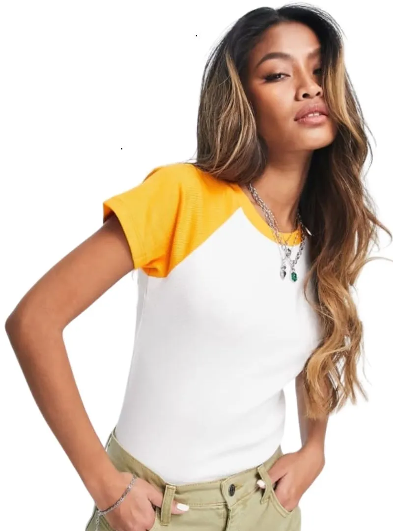 Asos Ladies Basic Top - White/Yellow sold by FBO