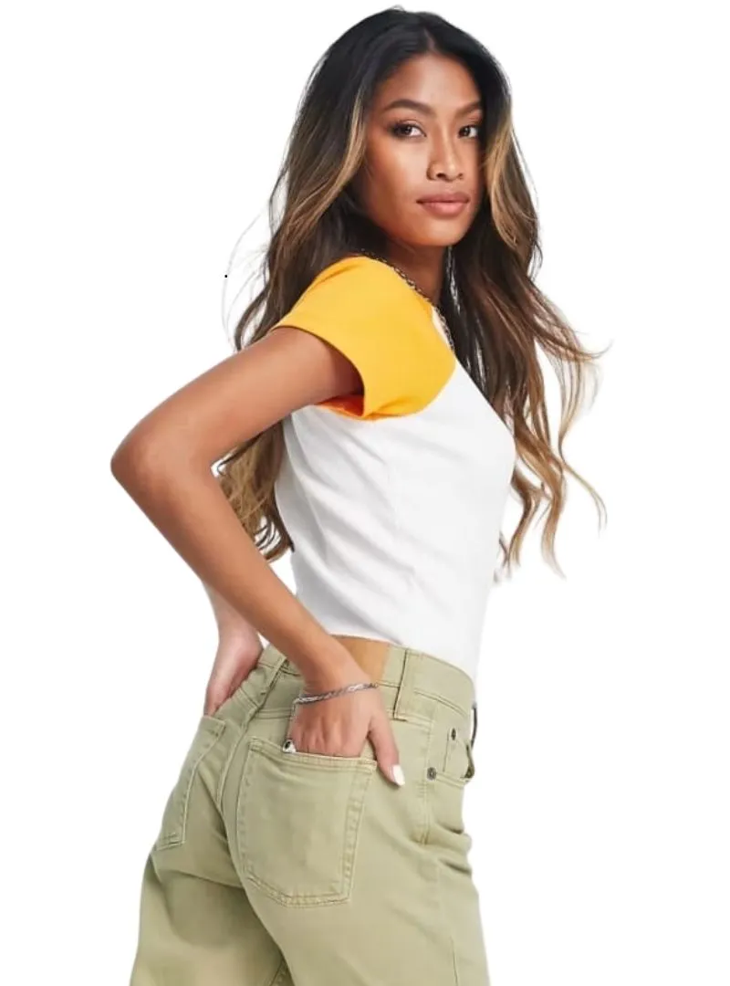 Asos Ladies Basic Top - White/Yellow sold by FBO product image thumbnail 2