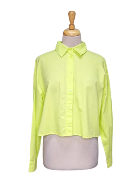 Terranova Ladies Button Down Crop Blouse - Green sold by FBO