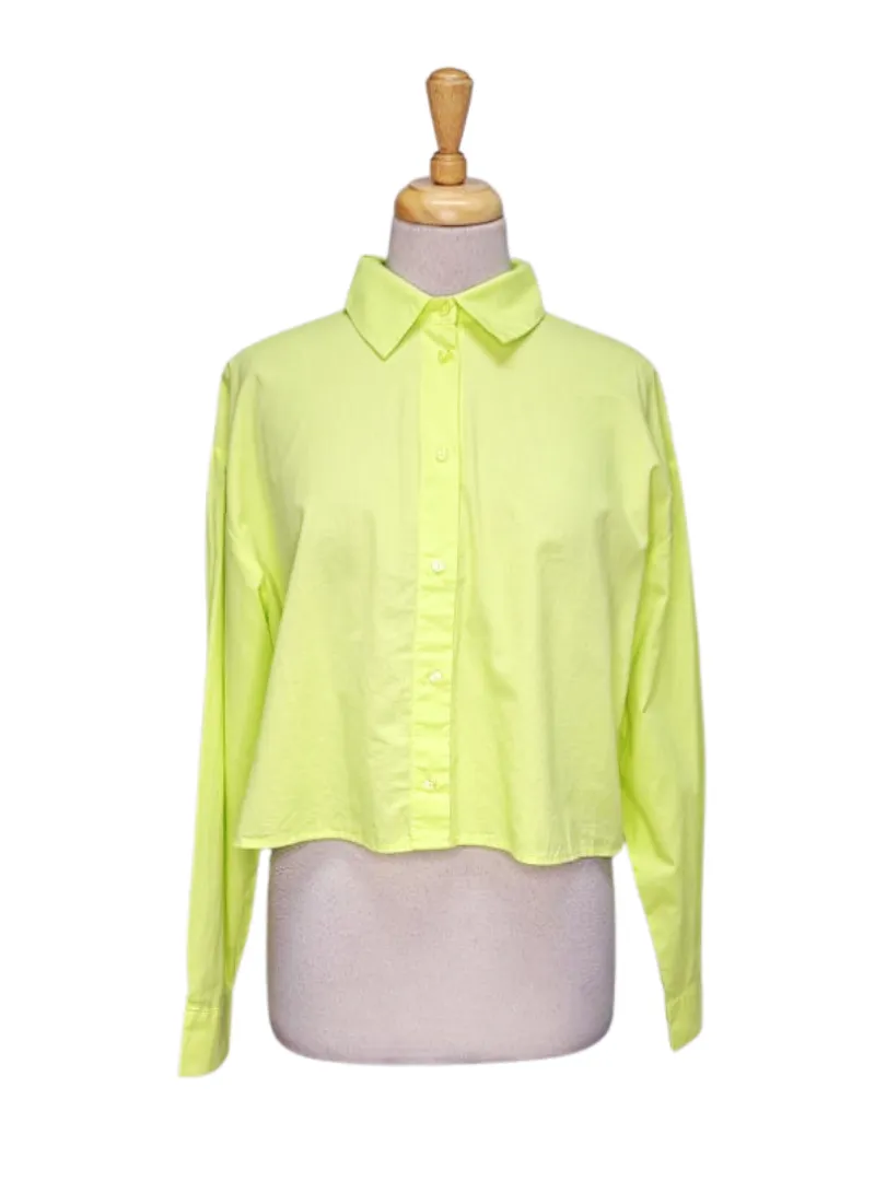 Terranova Ladies Button Down Crop Blouse - Green sold by FBO