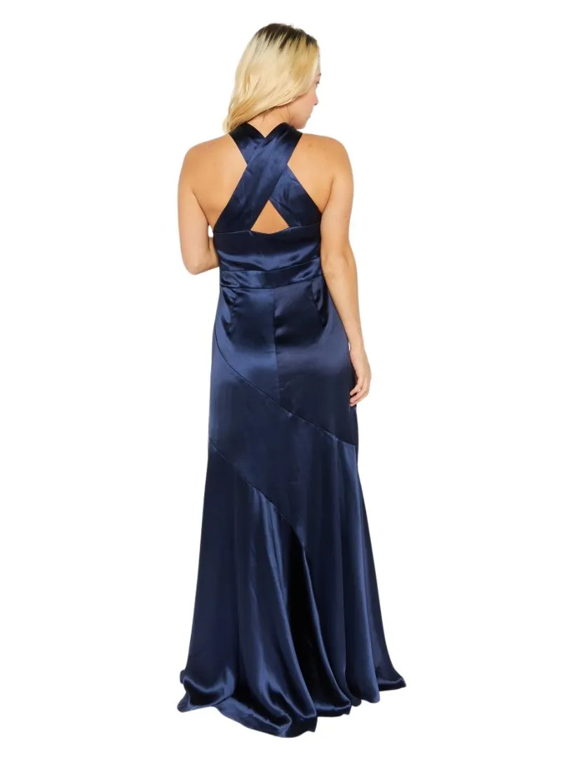 Asos Ladies Satin Halter Maxi Dress - Navy sold by FBO product image thumbnail 3