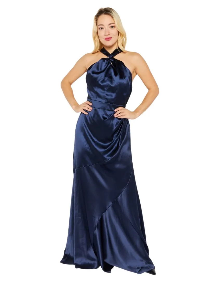 Asos Ladies Satin Halter Maxi Dress - Navy sold by FBO
