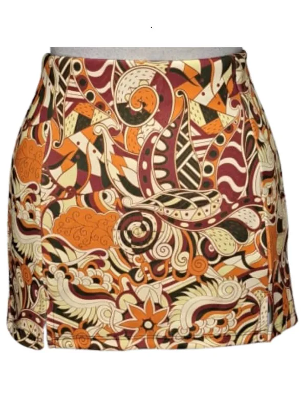 Inside Ladies Detail Skirt - Orange/Maroon/Green sold by FBO