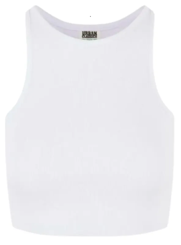 Urban Classic Ladies Rib Sleeveless Top - White sold by FBO