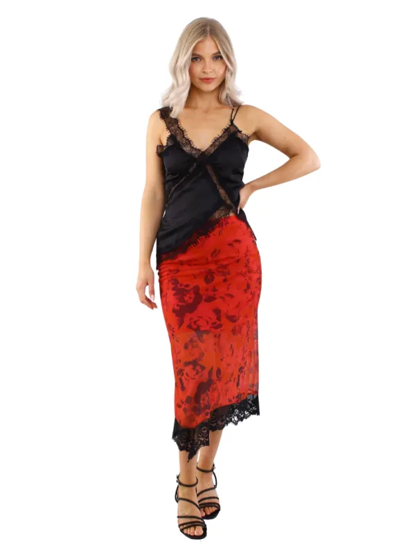 Noisy May Kitty H/W Mesh Lace Skirt - Red sold by FBO