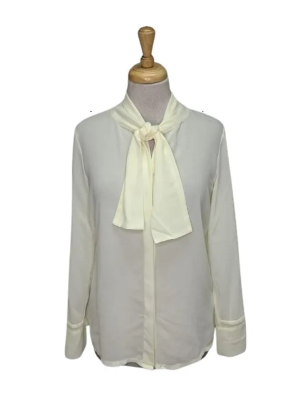 Ada Gatti Ladies Front Tie Buttoned Blouse - Cream White sold by FBO