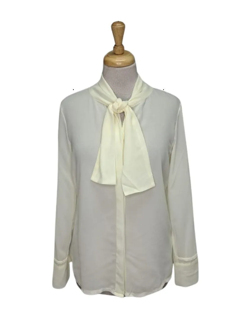 Ada Gatti Ladies Front Tie Buttoned Blouse - Cream White sold by FBO
