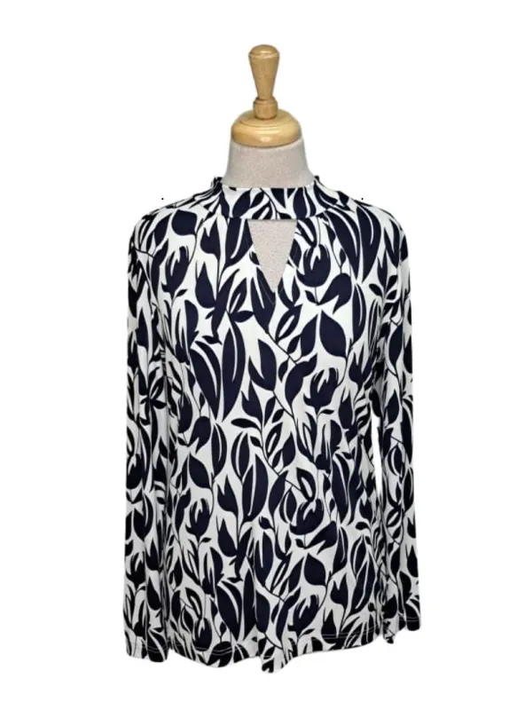 Solene Ladies Detailed Blouse - Navy/White sold by FBO