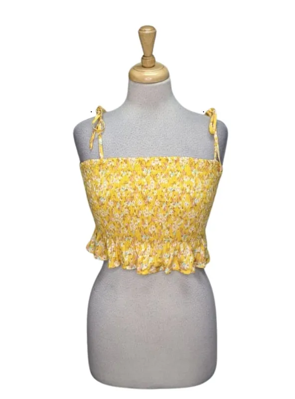 Forever 21 Ladies Floral Crop Top - Yellow/Brow/Pink sold by FBO