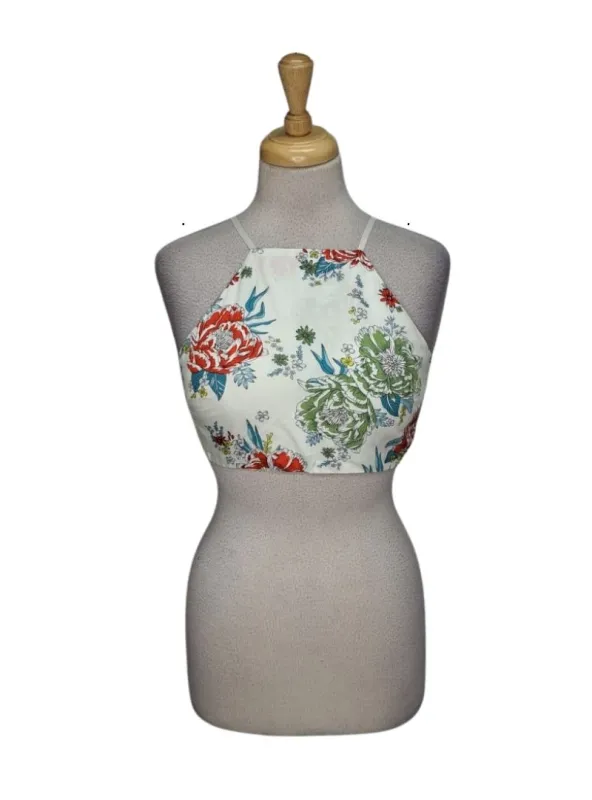 Inside Ladies Detailed Back Tie Crop Top - White/Green/Red sold by FBO