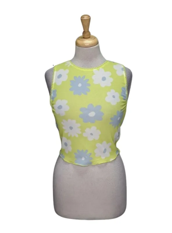 Forever 21 Ladies Detailed Mesh top - Green/White/Blue sold by FBO