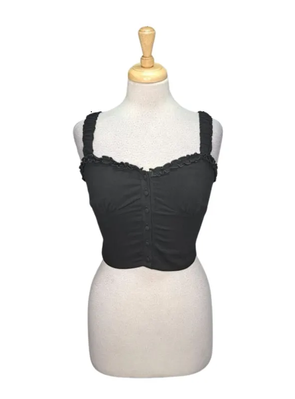 Forever 21 Ladies Fril Detail Crop Top - Black sold by FBO