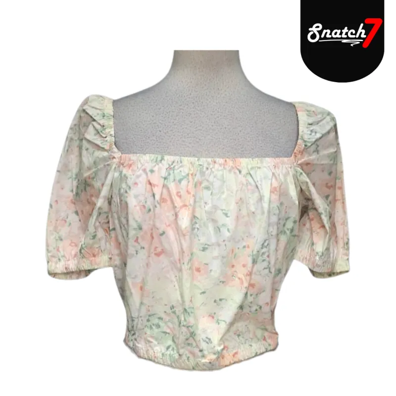 H&M Ladies Puff Sleeve Floral Crop Top sold by FBO