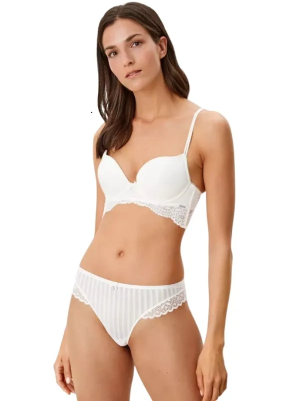 S.oliver Ladies Lace Detail Padded Bra - Cream White sold by FBO