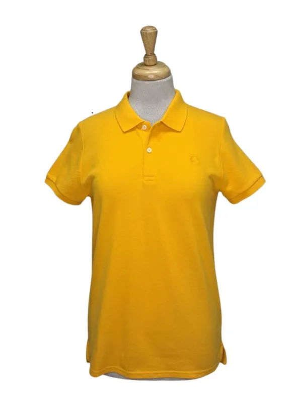 Ecoalf Ladies Golf Print Tee - Mustard/Navy sold by FBO