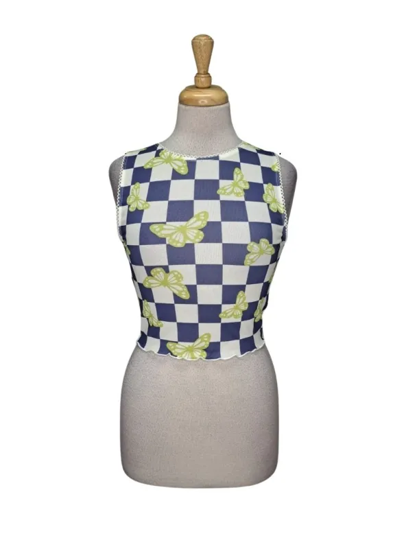 Forever 21 Ladies Mesh Detail Top - Blue/White/Green made by Forever 21