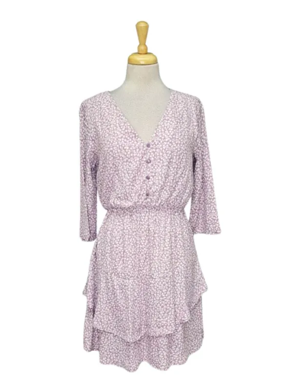 Leger Ladies Mini Long Sleeve Dress - Purple/White made by LeGer