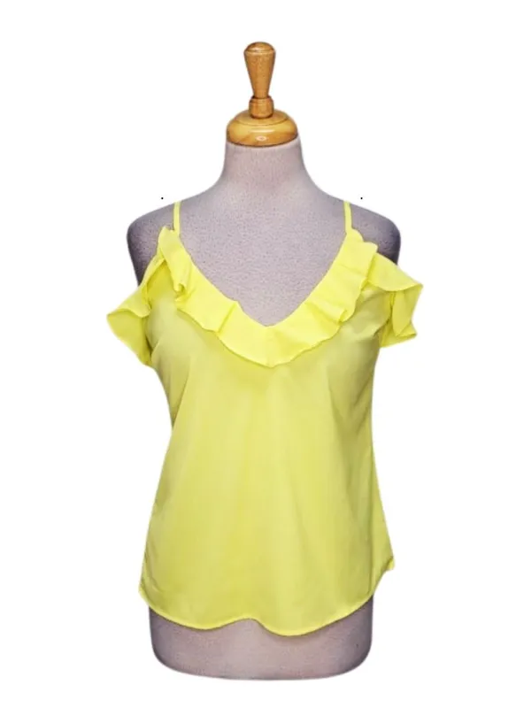 Ada Gatti Ladies Strappy Ruffle Detailed Blouse - Yellow sold by FBO
