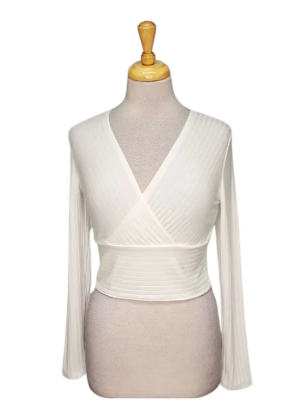 Lascana Ladies V Neck Sleeve Cropped Top - White sold by FBO