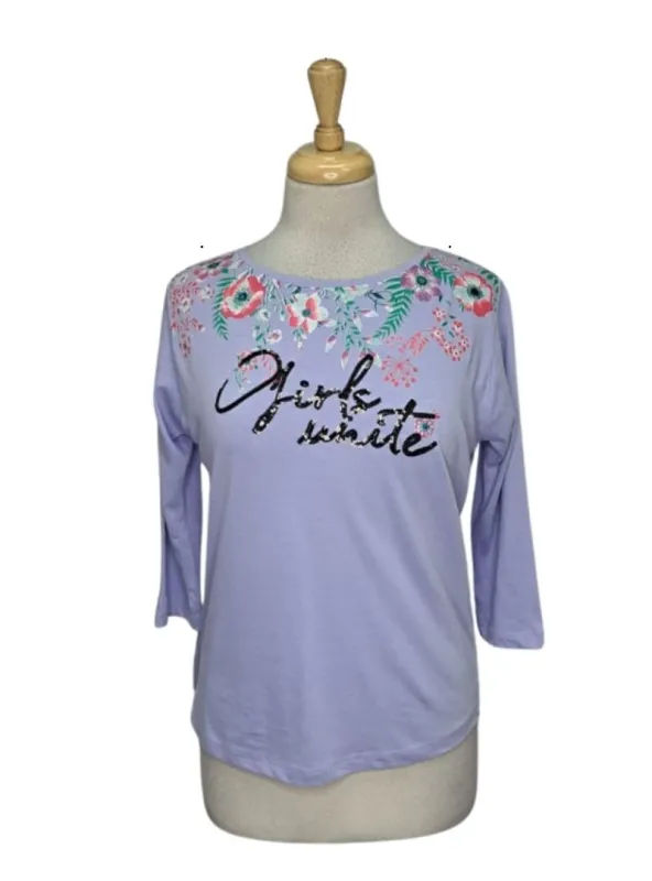 Inside Ladies Floral Detail Top - Purple sold by FBO