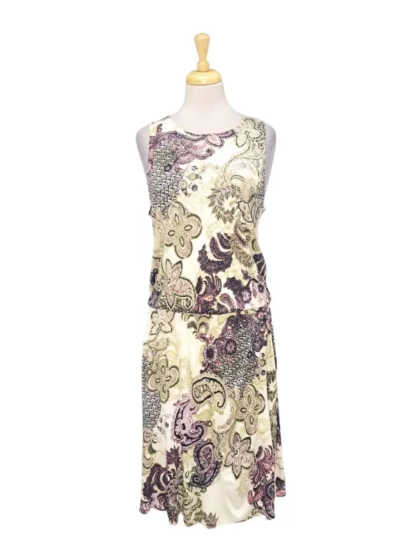 Lascana Ladies Printed Midi Dress - Beige/Green/Purple sold by FBO