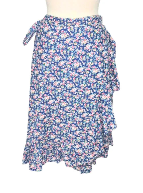 Olivy Floral Wrap Skirt with Ruffle - Blue sold by FBO