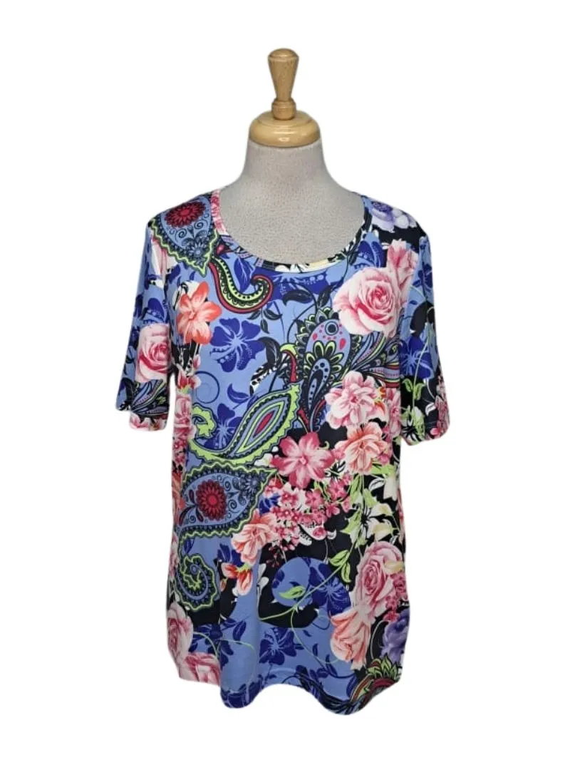 Solene Ladies Floral Detail Top - Purple/Blue/Black sold by FBO