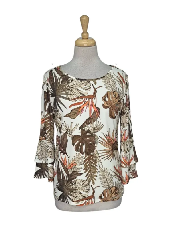 Solene Ladies Detailed Blouse - White/Brown sold by FBO
