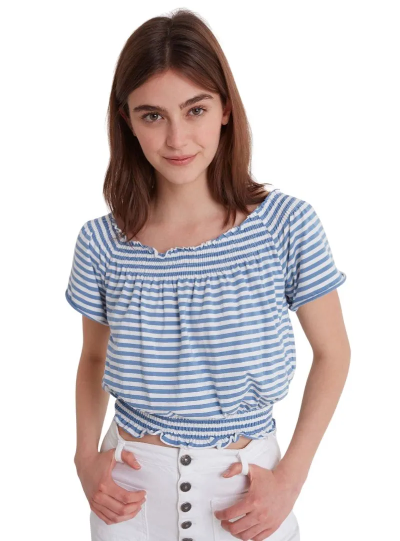 Pull&Bear Ladies Striped Detail Blouse - Blue/White sold by FBO
