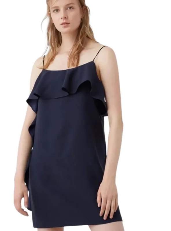 Mango Ladies Mini Ruffle Dress - Navy made by Mango