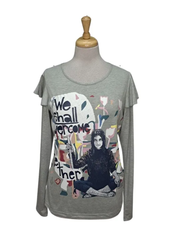 Smash! Ladies Print Detailed Long Sleeve Top - Grey sold by FBO