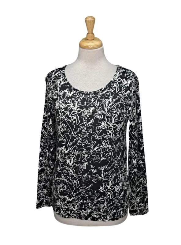 Blue Seven Ladies Detailed Long Sleeve Top - Black/White sold by FBO