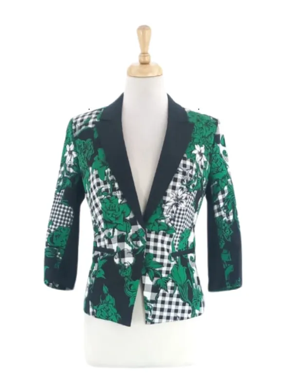 DETAIL FLORAL CHECK BLAZER sold by FBO