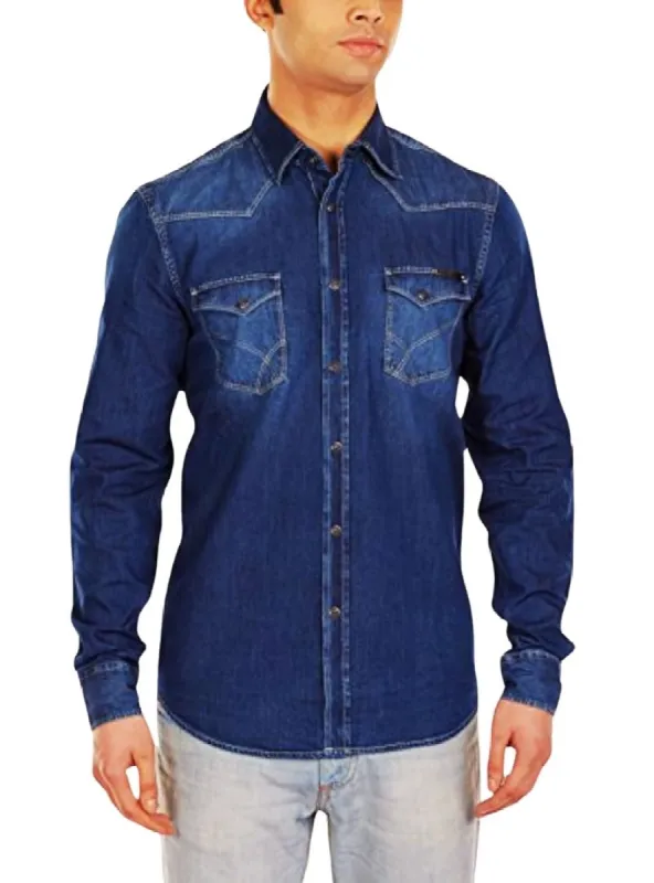 FRONT POCKET DENIM SHIRT sold by FBO
