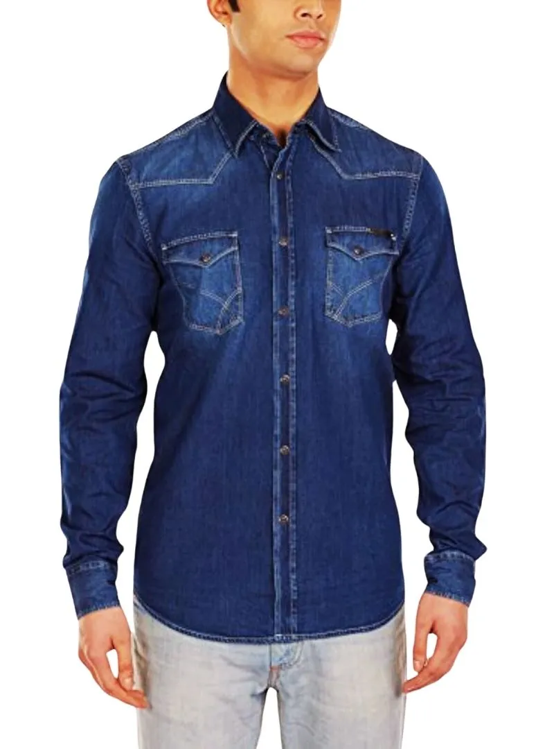 FRONT POCKET DENIM SHIRT sold by FBO