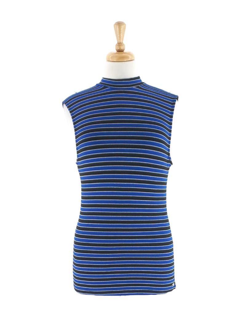 STRIPED MOCK NECK TEE sold by FBO
