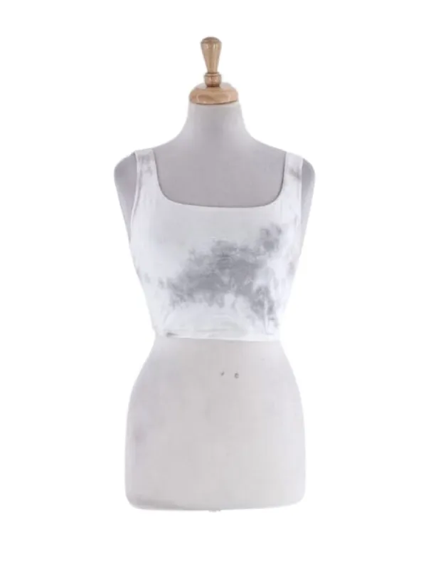 SUEDE FEEL TIE DYE ZIP UP CROPPED TOP sold by FBO