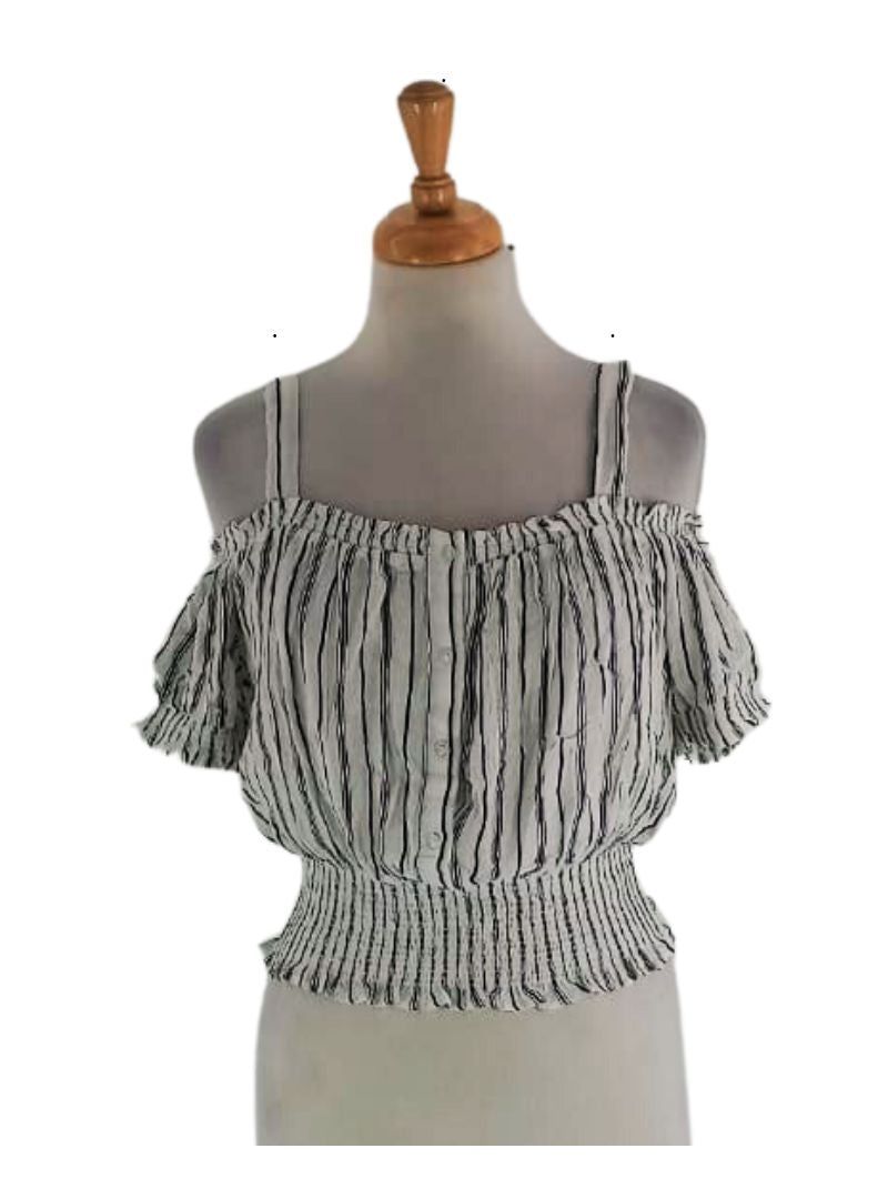 STRIPE PRINT CROP TOP sold by FBO