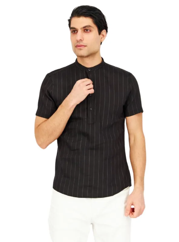 DETAILED STRIPPED CHINESE COLLA SHIRT sold by FBO