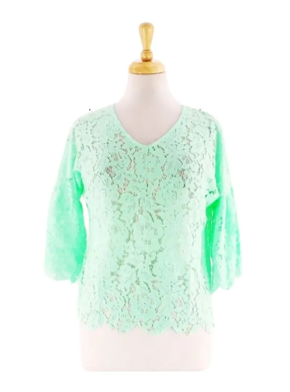 FLARE SLEEVE LACE BLOUSE sold by FBO