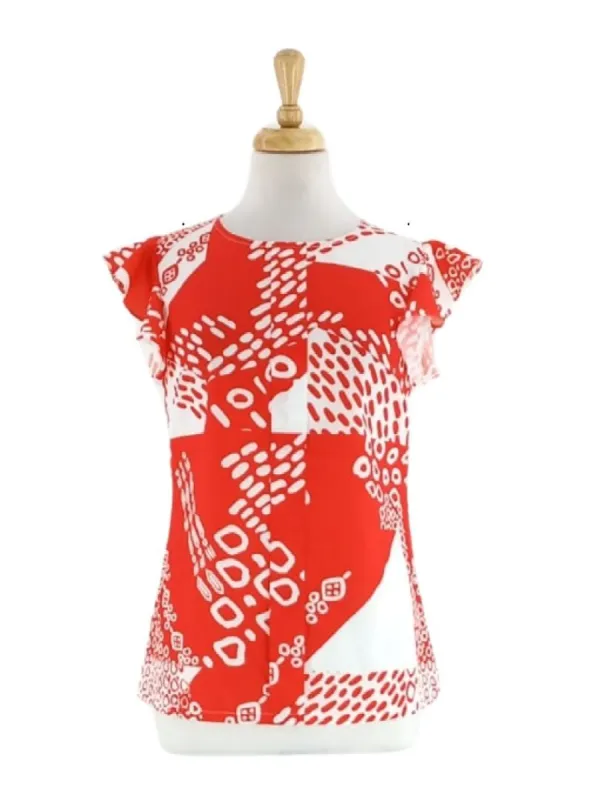 RUFFLE SLEEVE PRINTED BLOUSE sold by FBO