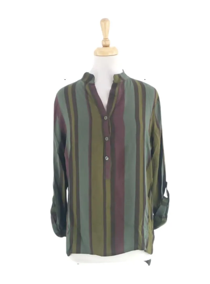 BUTTON UP STRIPPED BLOUSE sold by FBO
