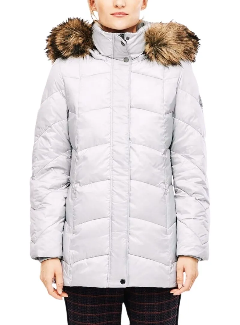 FAUX FUR HOODED PUFFER JACKET sold by FBO