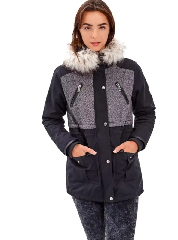 COMBO FUR HOODED PARKA JACKET sold by FBO