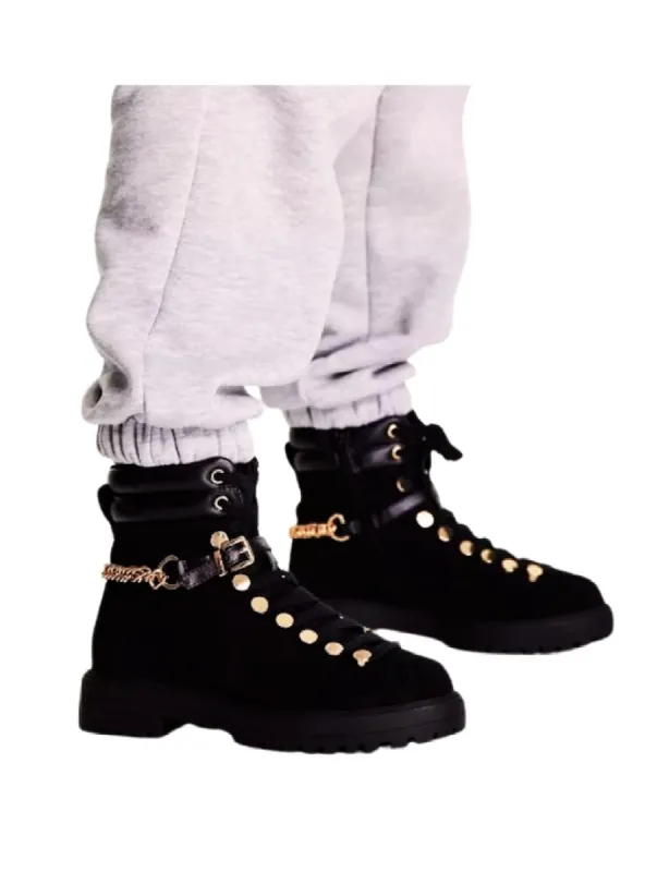 CHAIN DETAIL LACE BOOTS sold by FBO