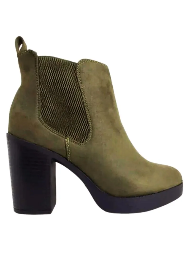 DETAILED BLOCK HEEL SUEDE BOOT sold by FBO